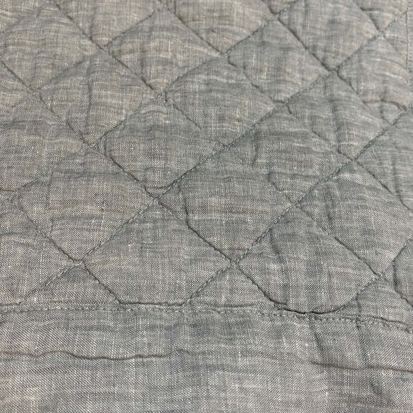 Pottery Barn Flax Linen Diamond Quilted Euro Shams Set 26 X26 Heathered Charcoal - Picture 7 of 14